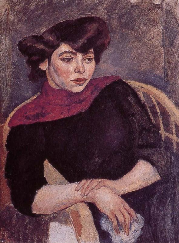 Jules Pascin Woman wearing the purple shawl Spain oil painting art